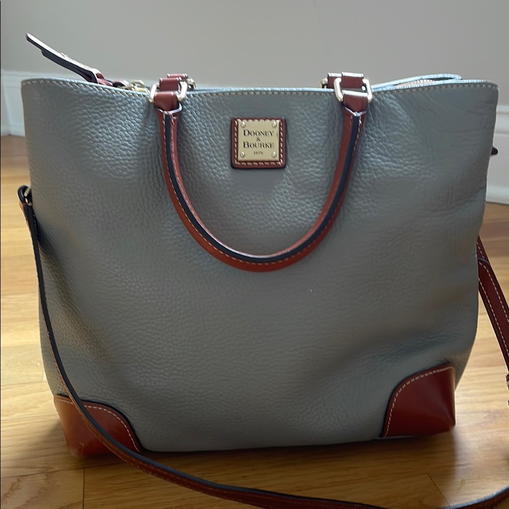 Dooney & Bourke Gray and Brown Tote with Structured Design